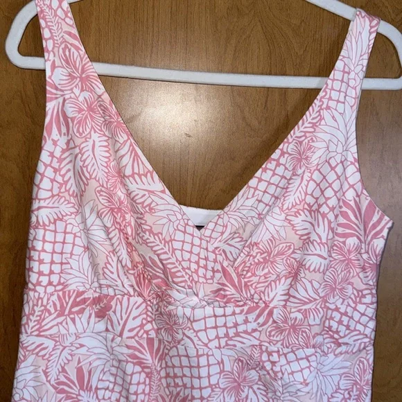 VINEYARD VINES SZ 12 WOMENS PINK/WHITE FLORAL SHEATH DRESS LINED SIDE ZIP - Picture 3 of 12